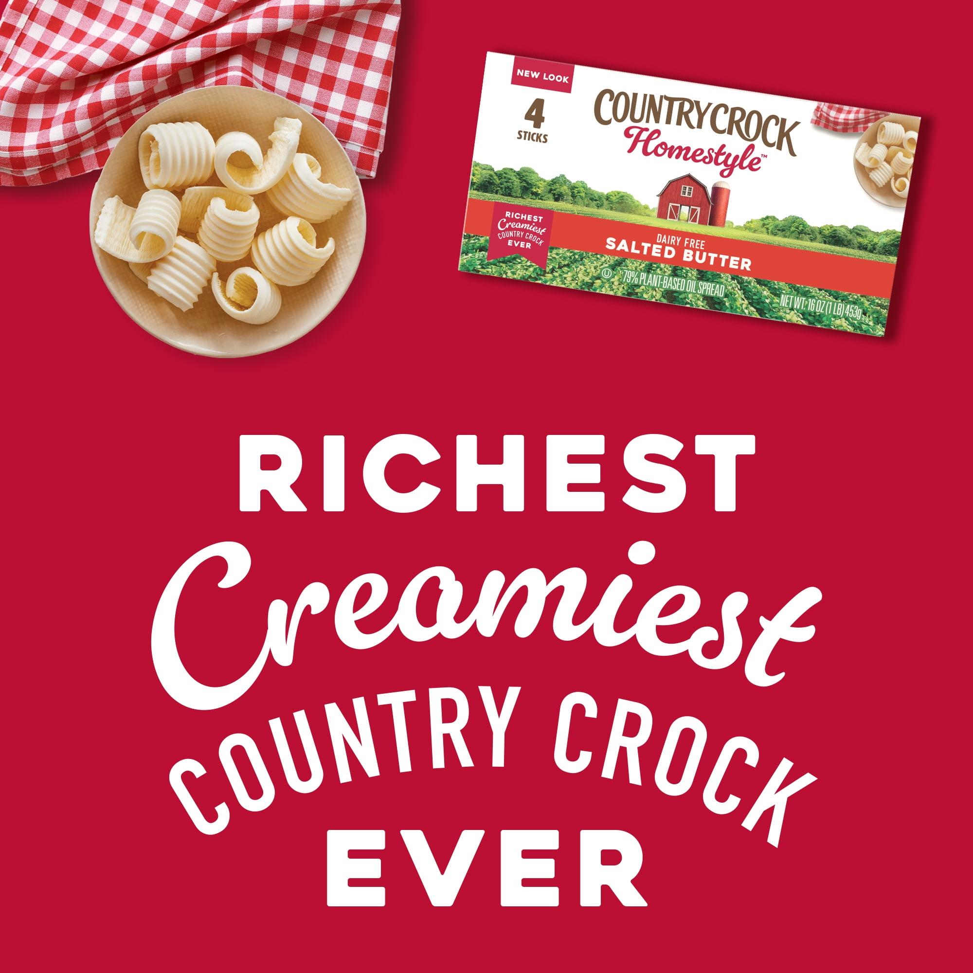 Country Crock Homestyle Dairy Free Butter Salted Sticks, 16 oz, 4-pack