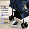 thumbnail image 6 of Foldable 4 Wheels Pet Stroller for Small Dogs and Cats, Pet Rolling Carrier with Storage Basket & Breathable Mesh, 6 of 9