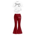 thumbnail image 3 of XIYON Girl Clothes Stylish Girls Casual Outfit With Bow Printed And Flared Pants For Everyday Wear 9-10 Years, 3 of 5