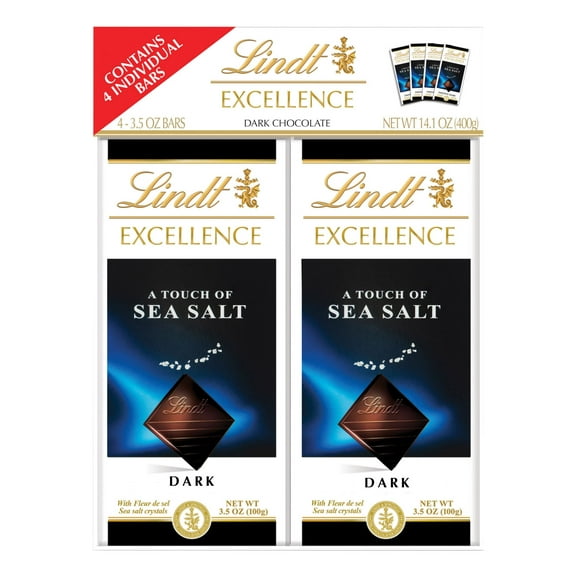 Lindt Excellence Sea Salt Dark Chocolate Bar, 4 Ct. 3.5 oz.
