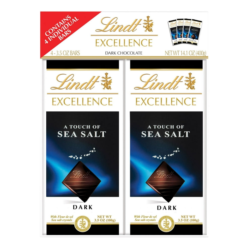 Lindt Excellence Sea Salt Dark Chocolate Bar, 4 Ct. 3.5 oz. Walmart
