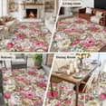 thumbnail image 5 of Area Rug for Living Room, Pink Spring Floral Non-Slip Indoor Large Carpet for Bedroom/Dining Room, Vintage Summer Botanical Washable Low-Profile Rectangle Floor Runner Rugs - 6 x 9 Ft, 5 of 8