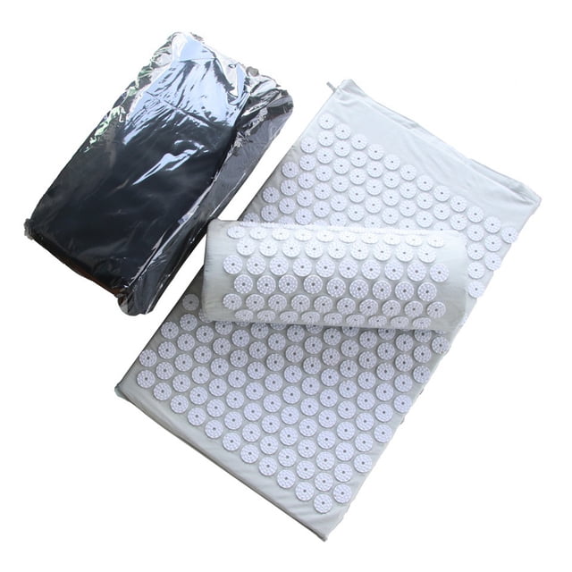 Almohada y colchoneta de acupresión para yoga - Set de 3 piezas con bolsa de almacenamiento (gris) - Alivia dolores musculares y estrés en casa
(Esta versión mantiene la información clave del