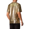 thumbnail image 3 of Camiseta de fiesta disco de manga corta para hombres con estampado de animal metálico INSPIRE CHIC 2XL Dorado, 3 of 6