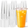 thumbnail image 1 of LEKOU 24OZ 50PCS Vasos Reutilizables De Plastico Con Pajita y Tapa, Vasos Pet Para Bebidas Fr&iacute;as y Calientes, Vaso De Pl&aacute;stico Transparente Es Adecuado Para Fiestas y Reuniones D, 1 of 7