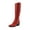 RED, variant on Womens Cowboy Boots Chunky Heel Pointed Toe Embroidered Western Cowgirl Knee High Boots