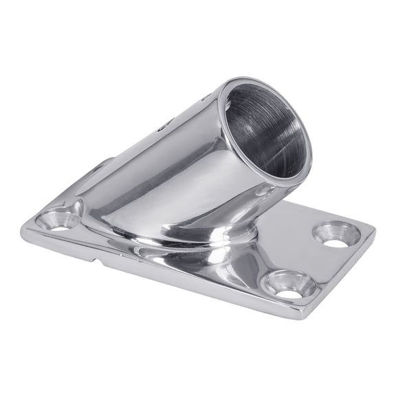 White Water 6856S Marine 316 Stainless Steel Heavy Duty 45 Degree Rectangular Hand/Grab Rail Base Fitting for 1” Tube OD