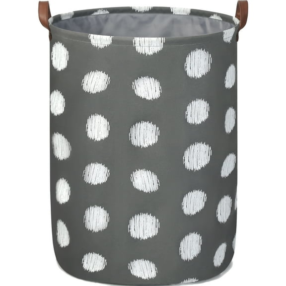 WEHUSE 22 Inch Kids Clothes Hampers for Laundry, Cute Large Grey Fabric Canvas Laundry Basket with Leather Handles
