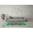 thumbnail image 3 of Ahgly Company Machine Washable Indoor Square Oriental Light Blue Traditional Area Rugs, 4' Square, 3 of 4