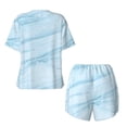 thumbnail image 6 of Easygdp Light Blue Marble Women's Pajama Set,Sleepwear with Buttoned Top and Elastic Waist Shorts, Ideal for Lounging, Yoga, Beach, and Casual Wear-Medium, 6 of 8