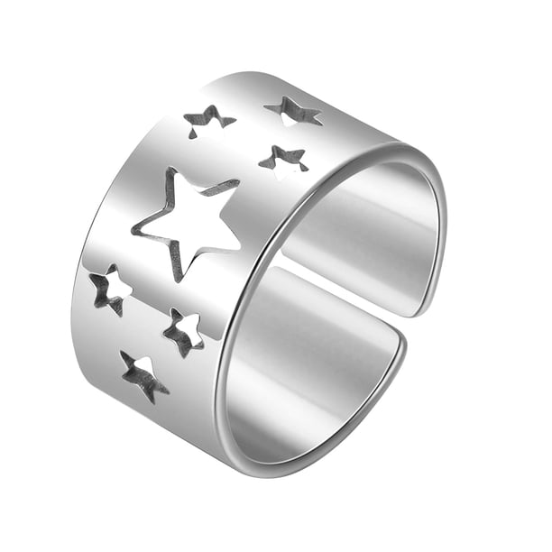 Hollow Out Star Corazón Anillos para Mujeres Hombres Splice Open Ajustable Parejas Anillos Joyería Regalos Accesorio Promesa Dedo Anillos de compromiso de boda