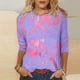 thumbnail image 2 of Camisetas Casuales de las Mujeres Impresas 3/4 Manga Blusa Cuello Redondo Estante de Imitación, Moda Casual Top para las Mujeres, 2 of 5