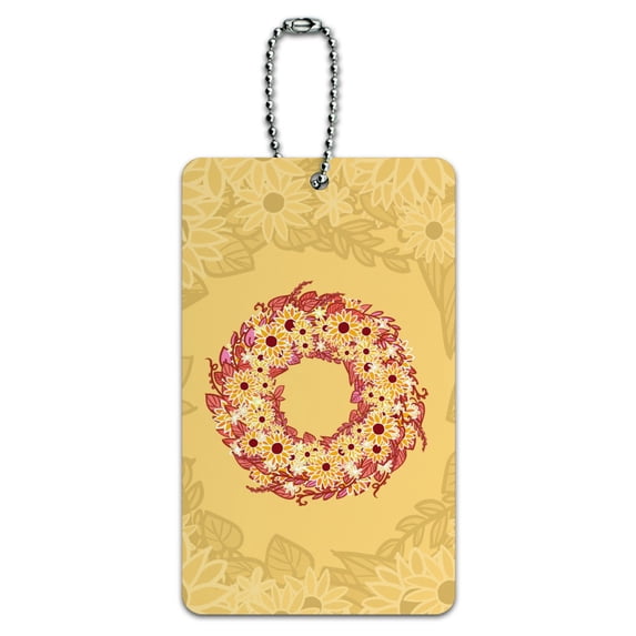 Autumn Fall Wreath Sunflowers Luggage Card Suitcase Carry-On ID Tag