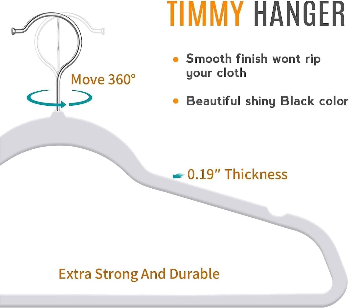 50 Plastic Hangers 17.7 Inch Non-Slip, Space Saving Closet Organizers, Heavy Duty Slim Hangers for Pants, Shirts, Coats (Grey, Ultra Thin & Durable)