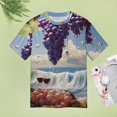 thumbnail image 4 of Fruit Purple Grapes Women's Short Sleeve T-Shirt Crew Neck Casual Summer Trendy Loose Fit Tops, 4 of 6