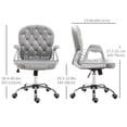 thumbnail image 2 of Grey Velvet Office Chair with Adjustable Height & Tufted Back - Comfortable Computer Desk Task Chair for Home Office & Workspace (23.4" x 23.8" x 40.6"), 2 of 7