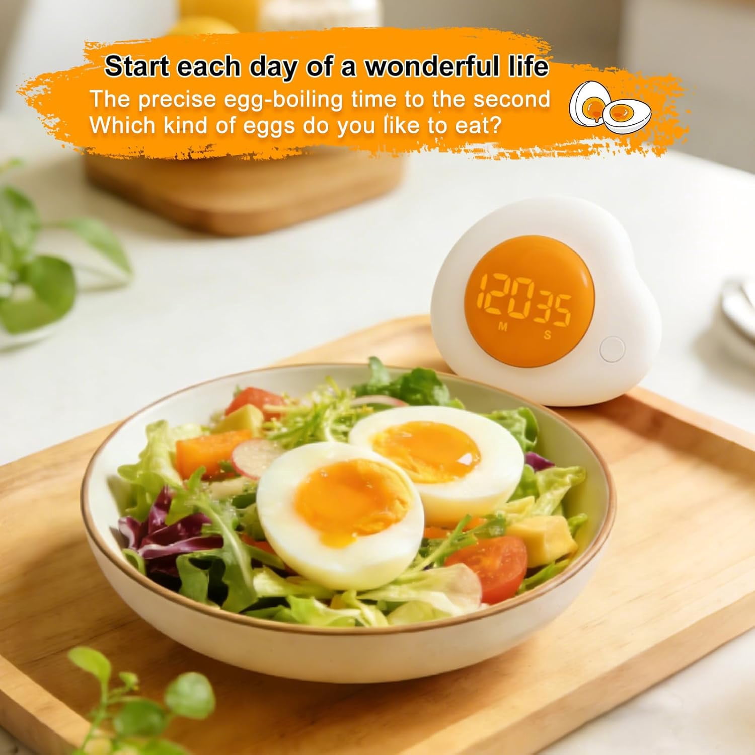 CATPAN Egg Timer - Magnetic Kitchen Timer with Large LED Display & Preset Buttons (8 Min Soft Boiled), Easy Manual Rotating Dial for Medium/Hard Boiled, So Simple for Seniors Kids, Fun Cooking Gadget
