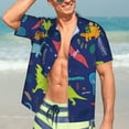 thumbnail image 7 of Pofeuu Dinosaurs Print Hawaiian Shirt for Men Sleeves Casual Button Down Summer Beach Dress Shirts T-Shirts,Small, 7 of 7