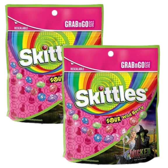 Skittles Limited Edition Wicked For Good Sour Wild Berry Candy - 7.2 Oz Bag - Pack of 2