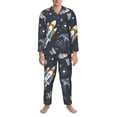 thumbnail image 3 of Fotbe Space Cars Pattern Long Sleeve Pajama Set for Men,Sleepwear Set,2-piece Loungewear Set,Soft PJs Comfy Nightwear with Pockets-Small, 3 of 7