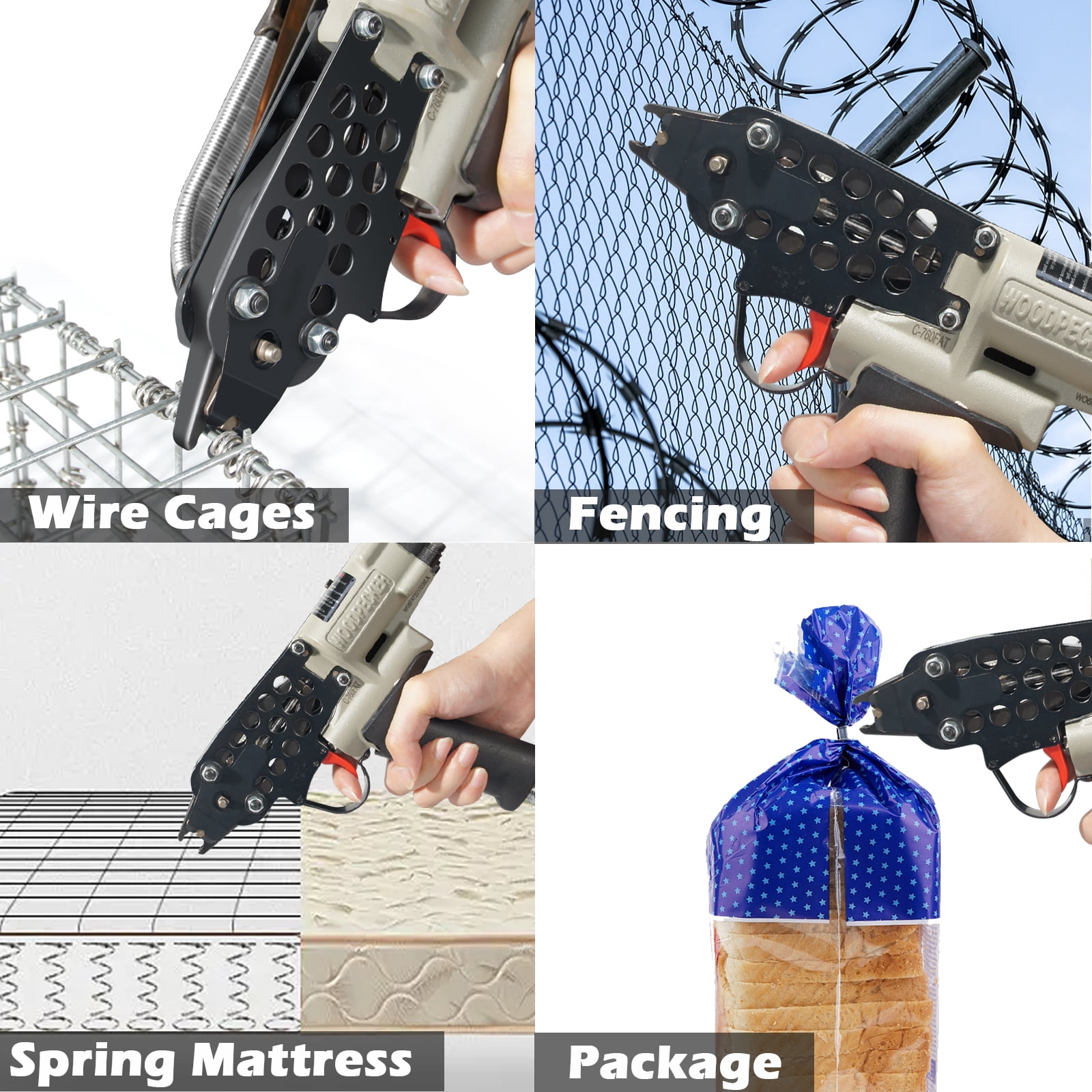 16-Gauge Woodpecker C-760FA Pneumatic Hog ring Staple Gun, 3.0mm Closure Diameter, 1/2" Crown