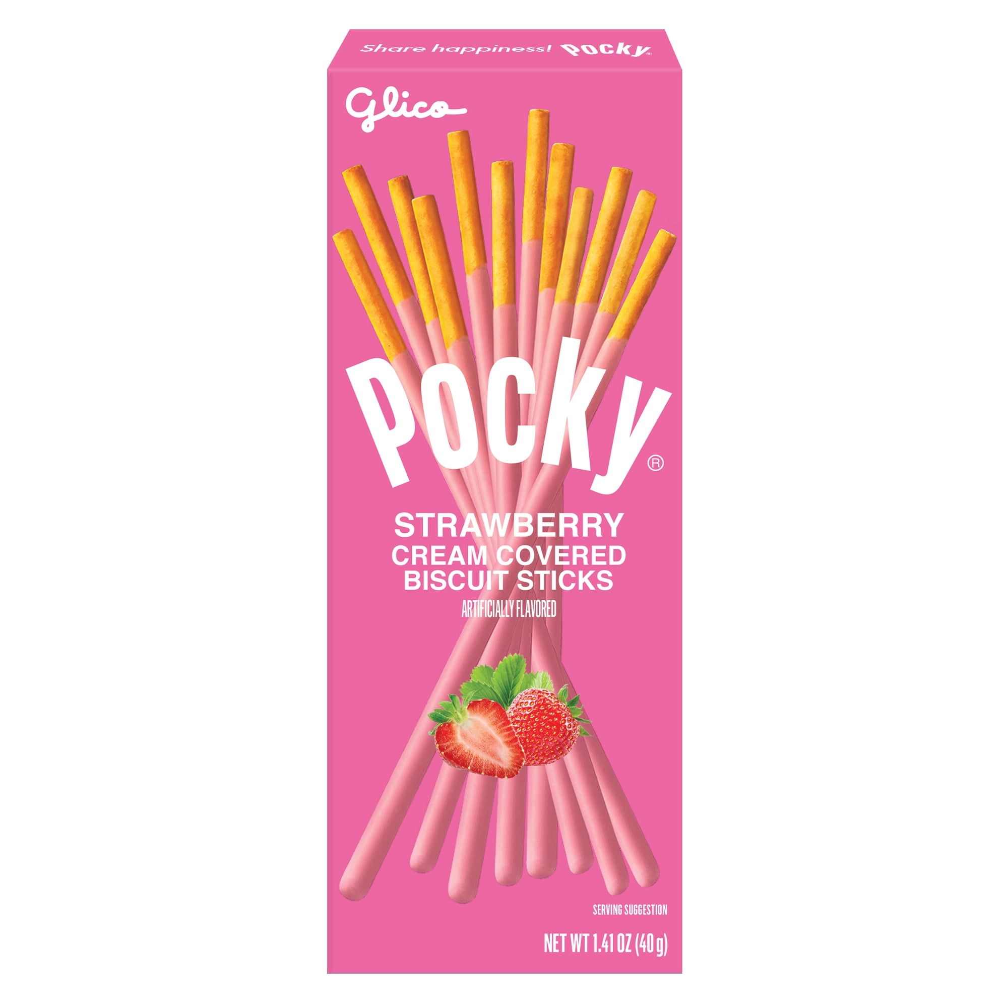 Glico Pocky Strawberry Cream Covered Biscuit Sticks, 1.41 oz