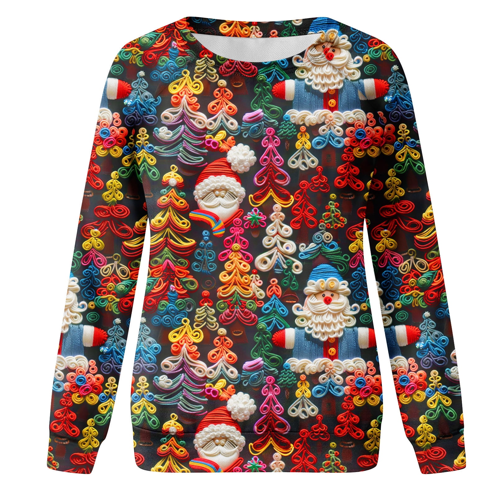Women's Christmas 3D Graphic Sweatshirts Long Sleeve Crewneck Casual Loose Soft Comfy Holiday Pullover Shirts Tops