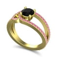 thumbnail image 2 of 2.50 Carat Unique Round Cut Black Onyx & Pink Sapphire Gemstone Bridal Ring for her 18K Yellow Gold Size 6.5 by Diamond-Capitals, 2 of 8
