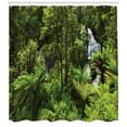 thumbnail image 2 of Rainforest Shower Curtain, Rainforest with Waterfall River Tourist Attraction Tropical Lands Green Zen Theme, Fabric Bathroom Set with Hooks, Green, by Ambesonne, 2 of 2