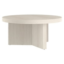 Evelyn&Zoe Holm 32" Wide Round Coffee Table, Alder White