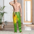 thumbnail image 2 of Pofeuu Bees Pollinates A Yellow Dandelion Print Men's Pajama Pants, Soft Lounge Pajama Pants with big pockets for Men Plaid Pj Bottoms-Medium, 2 of 6
