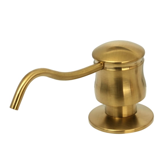 Akicon Soap Dispenser for Kitchen Sink, Brass Body Refill from Top, Built in Design with Large Liquid Soap 17 OZ Bottle, Kitchen Countertop Soap Dispenser, Brass Gold