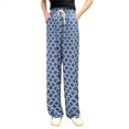 thumbnail image 1 of Pantalones vaqueros de pierna ancha para mujer, pantalón informal de cintura alta con estampado fresco, versión estrecha drapeada, Verano, 1 of 4