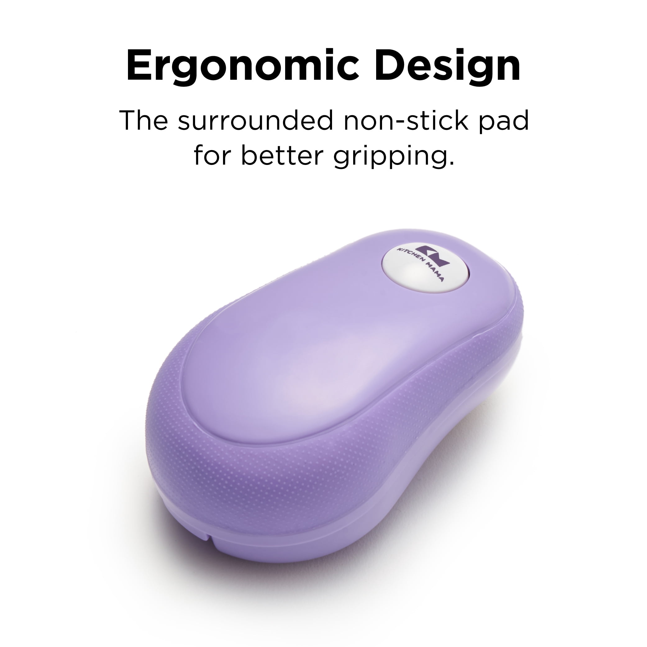 Kitchen Mama One Touch Electric Can Opener: Auto-Stop, Ergonomic, Battery Operated (Purple)