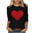 thumbnail image 2 of SOOMLON Valentine's Day Shirts for Women Girl Friend Valentines Gift Comfy 3/4 Sleeve Crewneck Tops Funny Love Heart Graphic Tee Shirts Fashion Festival Outfits 2025 Black 2XL, 2 of 4
