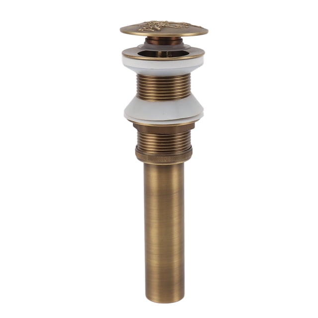 Tapón de desagüe de cobre para fregadero emergente, vintage, antioxidante, para baño y cocina, sin rebosadero