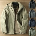 thumbnail image 6 of Lovskoo Men's Fleece Lined Jacket Solid Color Thick Windproof Pocket Zipper Hooded Outdoor Jacket Khaki, 6 of 6