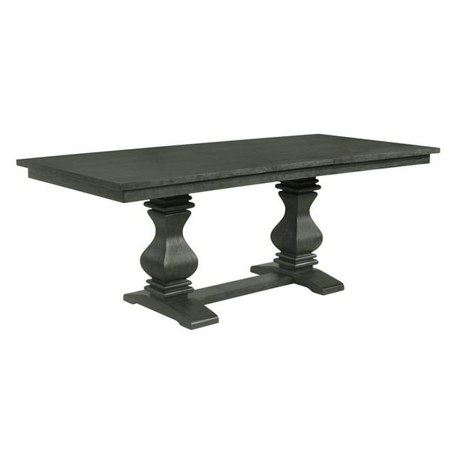 Table à Manger Extensible en Bois de Chêne Gris avec Feuille de 18 Po