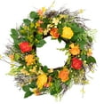 thumbnail image 3 of Northlight Ranunculus and Rose Floral Spring Wreath, Orange and Yellow 20", 3 of 10