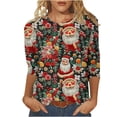 thumbnail image 3 of BiZtdJrK Womens Christmas Shirts Casual Novelty Xmas 3D Print 3/4 Sleeve T Shirts Fall Winter Crewneck Pullover Sweatshirts Going Out Tops Multicolor XXL, 3 of 6
