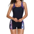 thumbnail image 3 of Womens Boyleg One Piece Swimsuits Bathing Suit with Shorts Competition Racerback Athletic Swimwear Teens Girl, 3 of 6