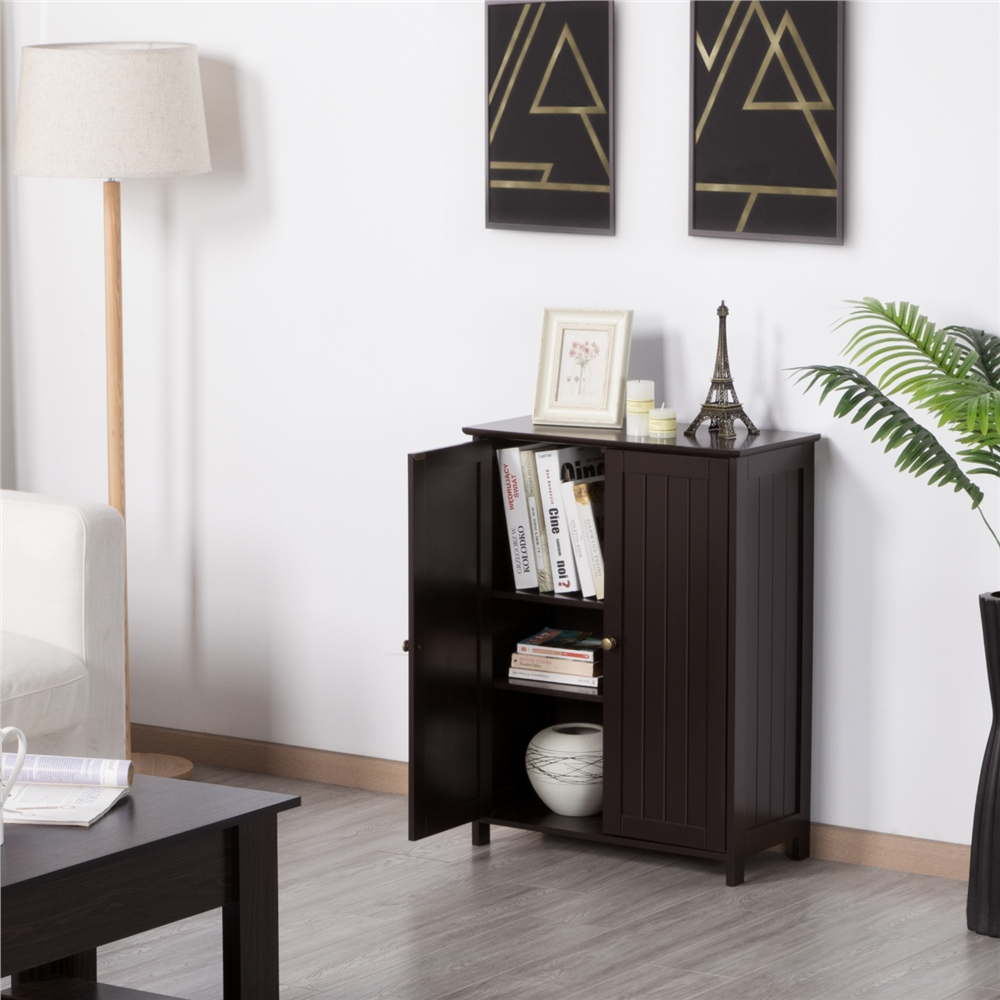 Yaheetech Free-Standing Floor Cabinet with Doors and Adjustable Shelves, Espresso - image 3 of 7