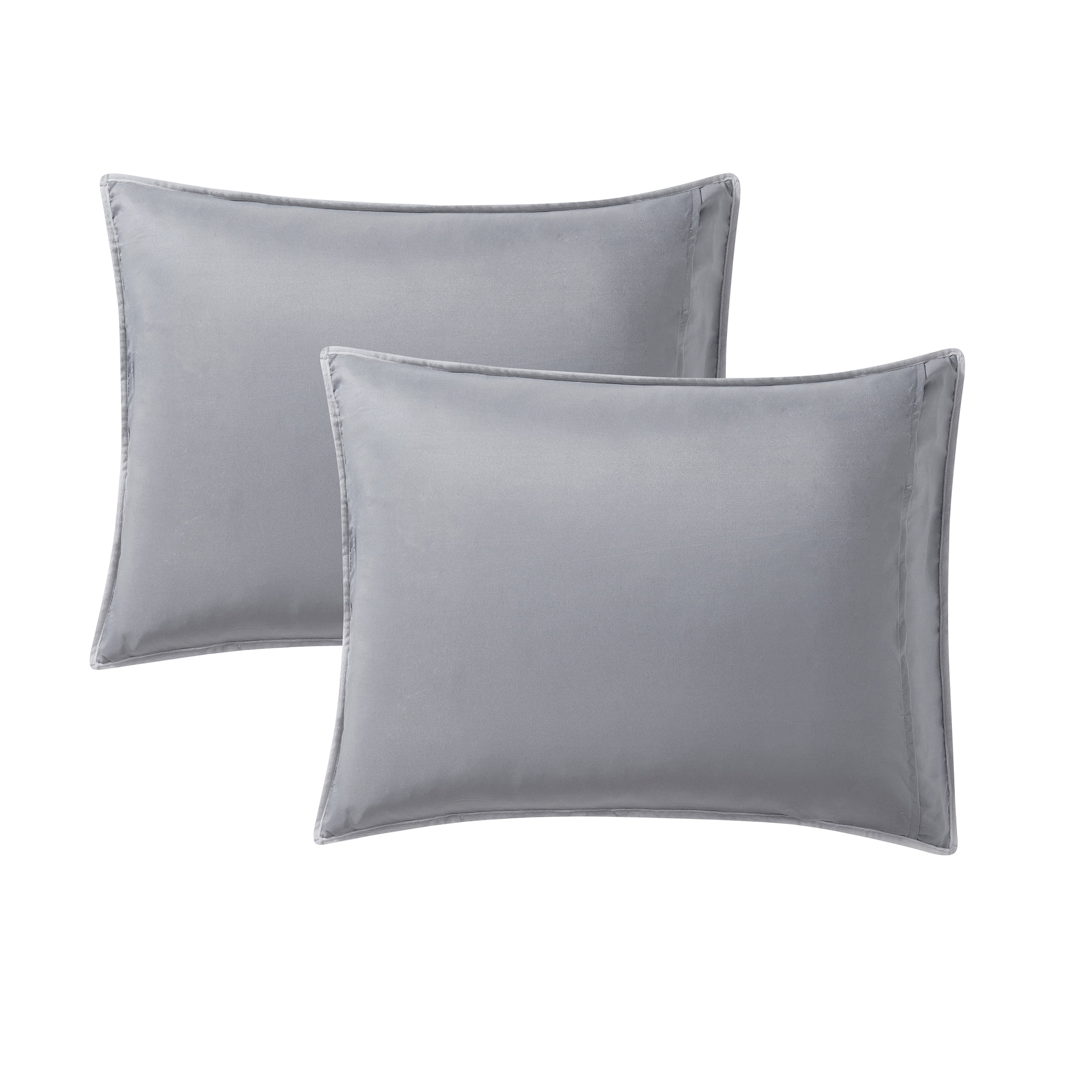 Mainstays Solid Grey Zig Zag Stripe Reversible Crystal Mink Pillow Shams, King (2 Count)