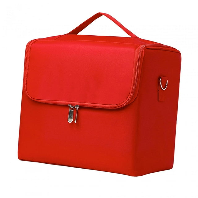 Bolsa de maquillaje de viaje Bolsa de cosméticos a prueba de agua Caja de maquillaje duradera portátil Estuche para cepillos para el cabello, esmalte Rojo