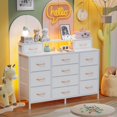 thumbnail image 3 of White Dresser with LED Lights & Charging Station,47" Long Dresser for Bedroom Chests with 12 Storage Drawers,Wide Vanity Dressers Furniture for Closet,Nursery,2 Shelves Wood Top,Metal Frame, 3 of 6