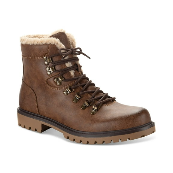 Club Room Kylerr Mens Lugged Sole Faux Leather Combat & Lace-up Boots Size 11