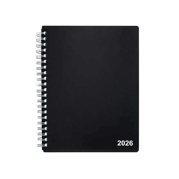 2026 Staples 8" x 11" Daily Appointment Book Plastic Cover Black (ST21487-26)