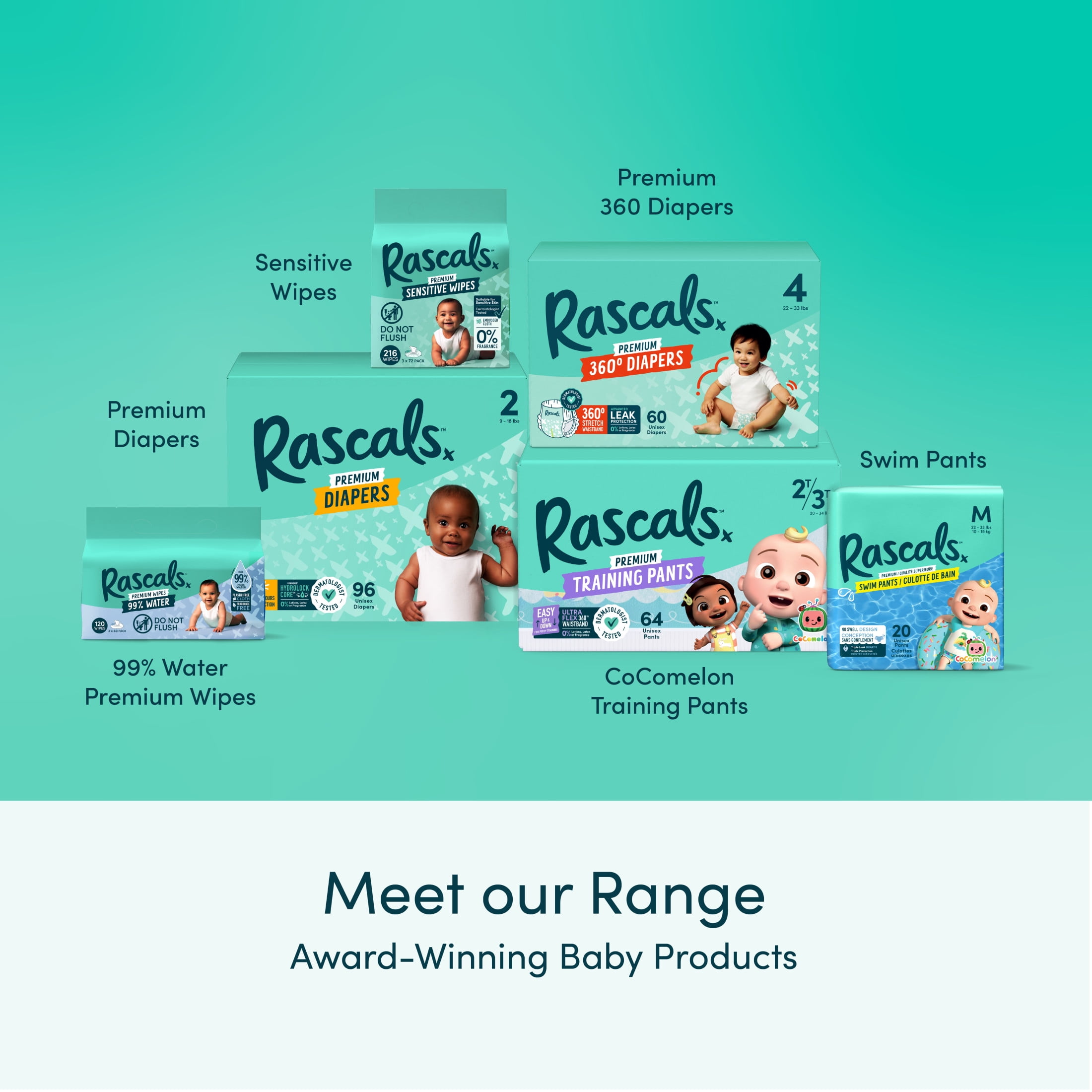 Rascals CoComelon Absorbent Potty Training Pants, Size 5T-6T, Carton, 64 Count