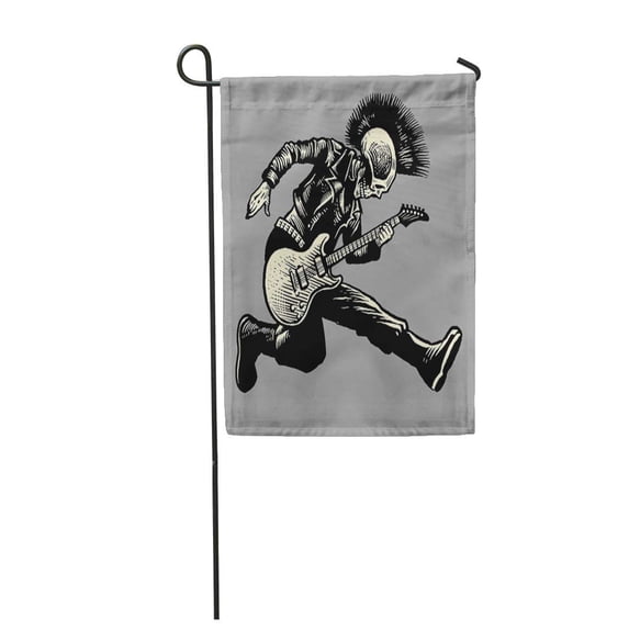 KDAGR Rock Skull Punk Style Guitarist Music Jacket Skeleton Guitar Musician Hand Bones Garden Flag Decorative Flag House Banner 28x40 inch