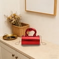 thumbnail image 6 of Rijanmt Women Handbag Metallic Texture Crossbody Tote Bag,Luxurious Clutch Purse For Ladies,Elegant Waterproof Shoulder Bag,Light Pu Purse With Sturdy Chains,For Women's Evening Parties,Red, 6 of 6